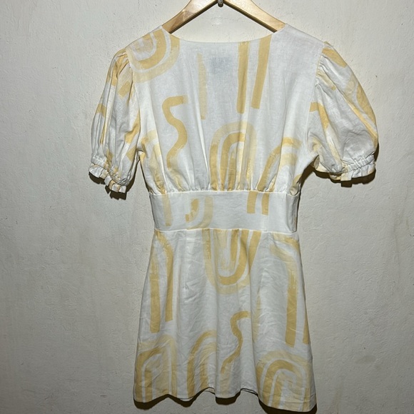 Dani Skirt Luca Frill Dress Yellow/Cream Front Tie Size Small - Picture 5 of 11